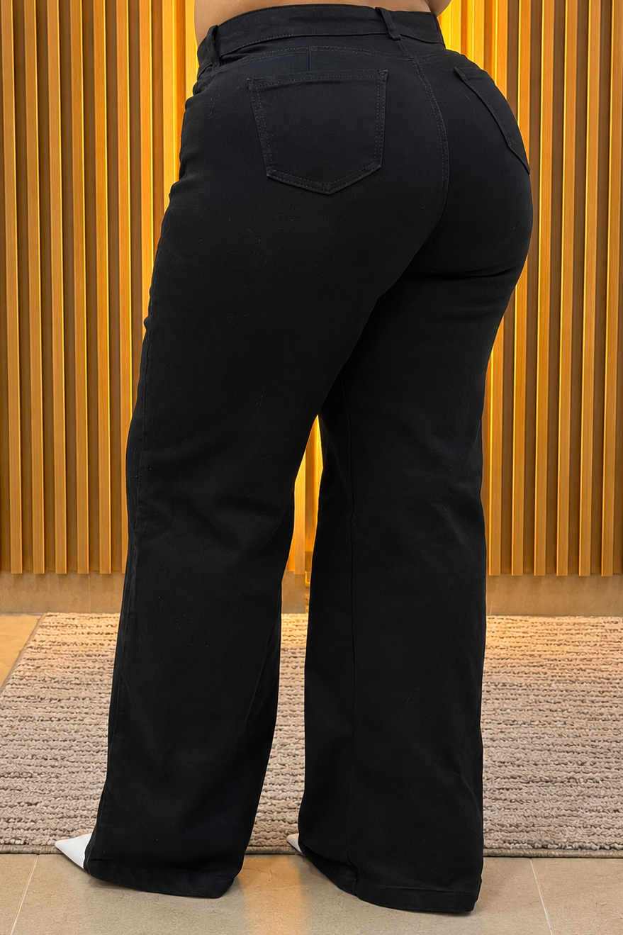 Wide Leg Negro - Tela strech
