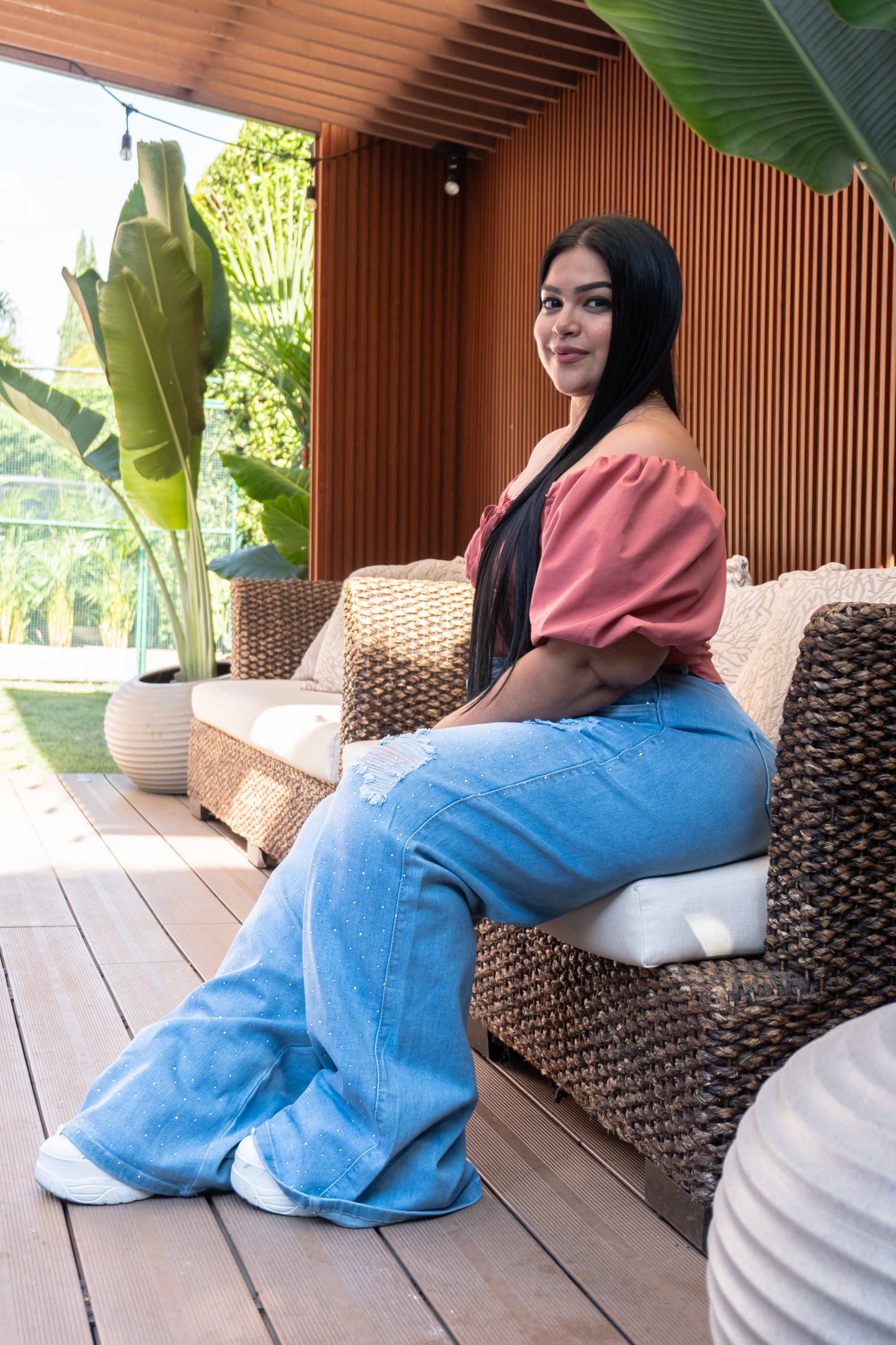 Wide Leg Brillos Sutil - Tela Strech