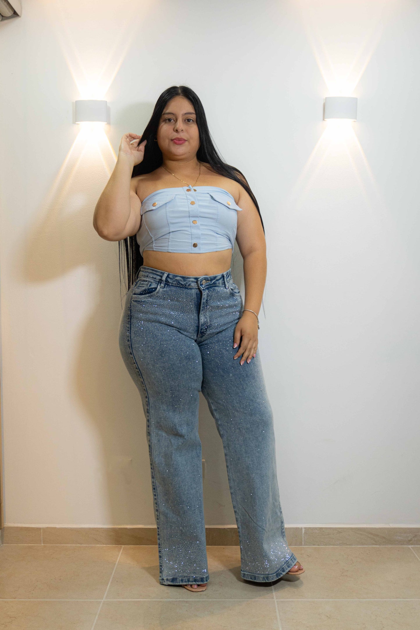 Wide Leg Brillos - Tela Strech Premiún