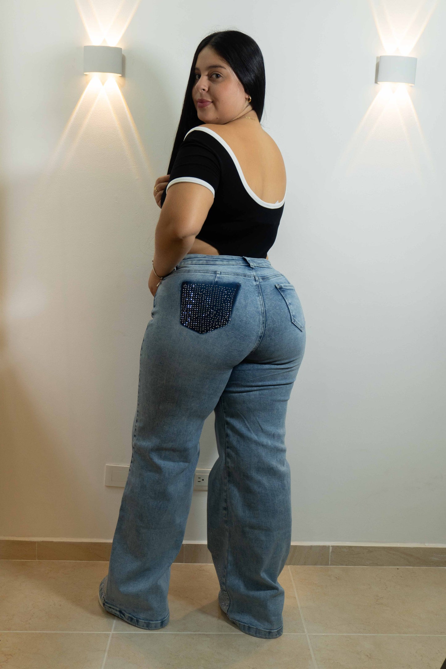 Wide Leg Brillos Europeo - Tela Strech Premiún