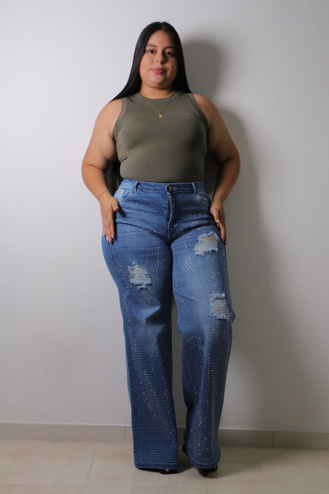 Wide Leg Total Brillos - Tela Strech Premiún