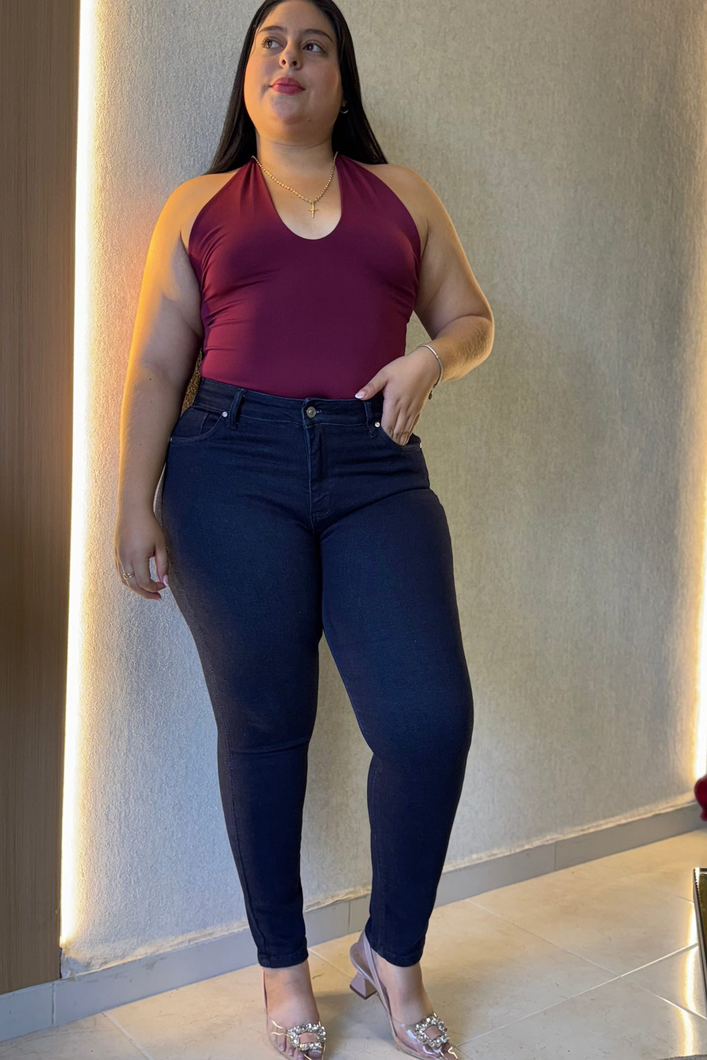 Jeans Skinny Azul Oscuro- Tela Strech
