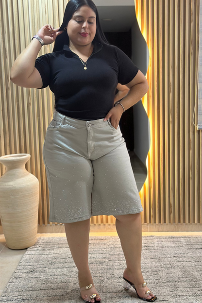 Bermuda Larga Beige - Tela Strech