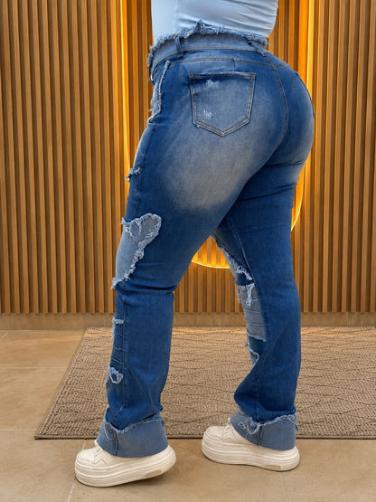 Jeans Desmechado Bota Recta - Tela Strech