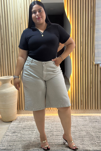 Bermuda Larga Beige - Tela Strech