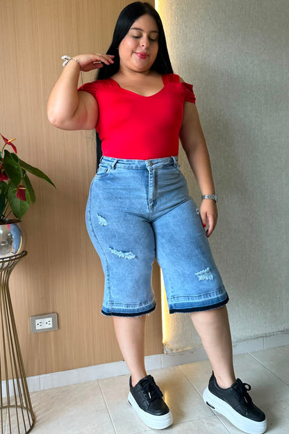 Bermuda Wide Leg - Tela Strech