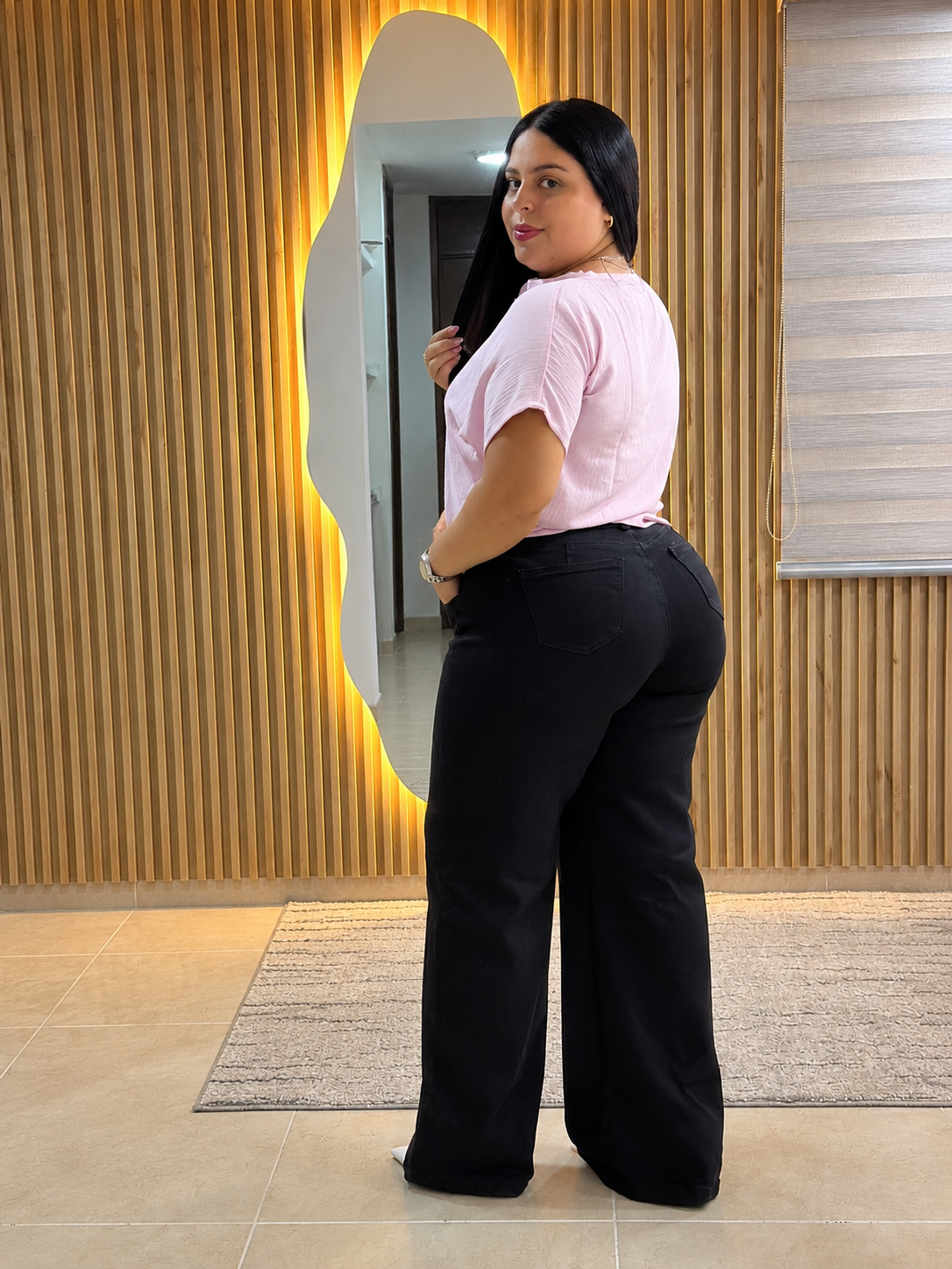 Wide Leg  Negro - Tela strech