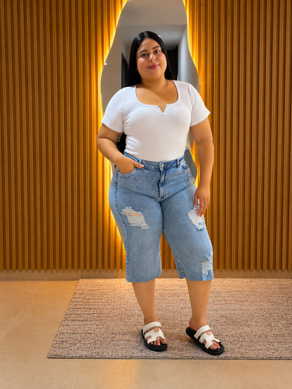 Bermuda Wide Leg - Tela Strech