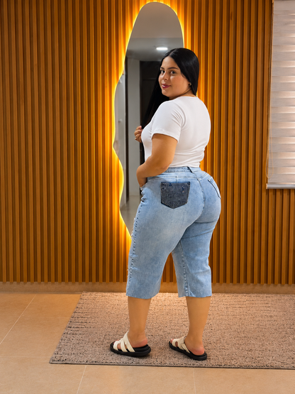 Bermuda Wide Leg - Tela Strech