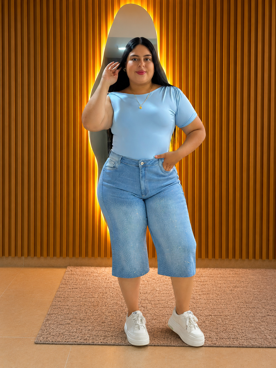 Bermuda Wide Leg - Tela Strech