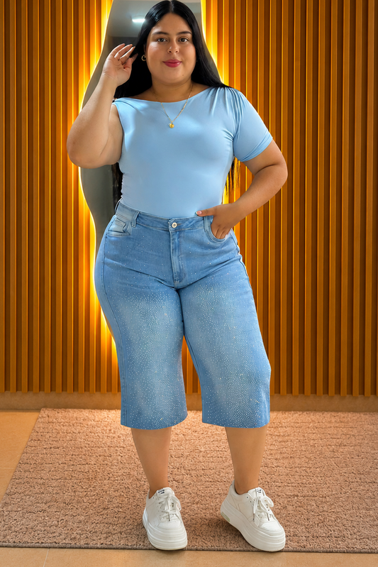 Bermuda Wide Leg - Tela Strech