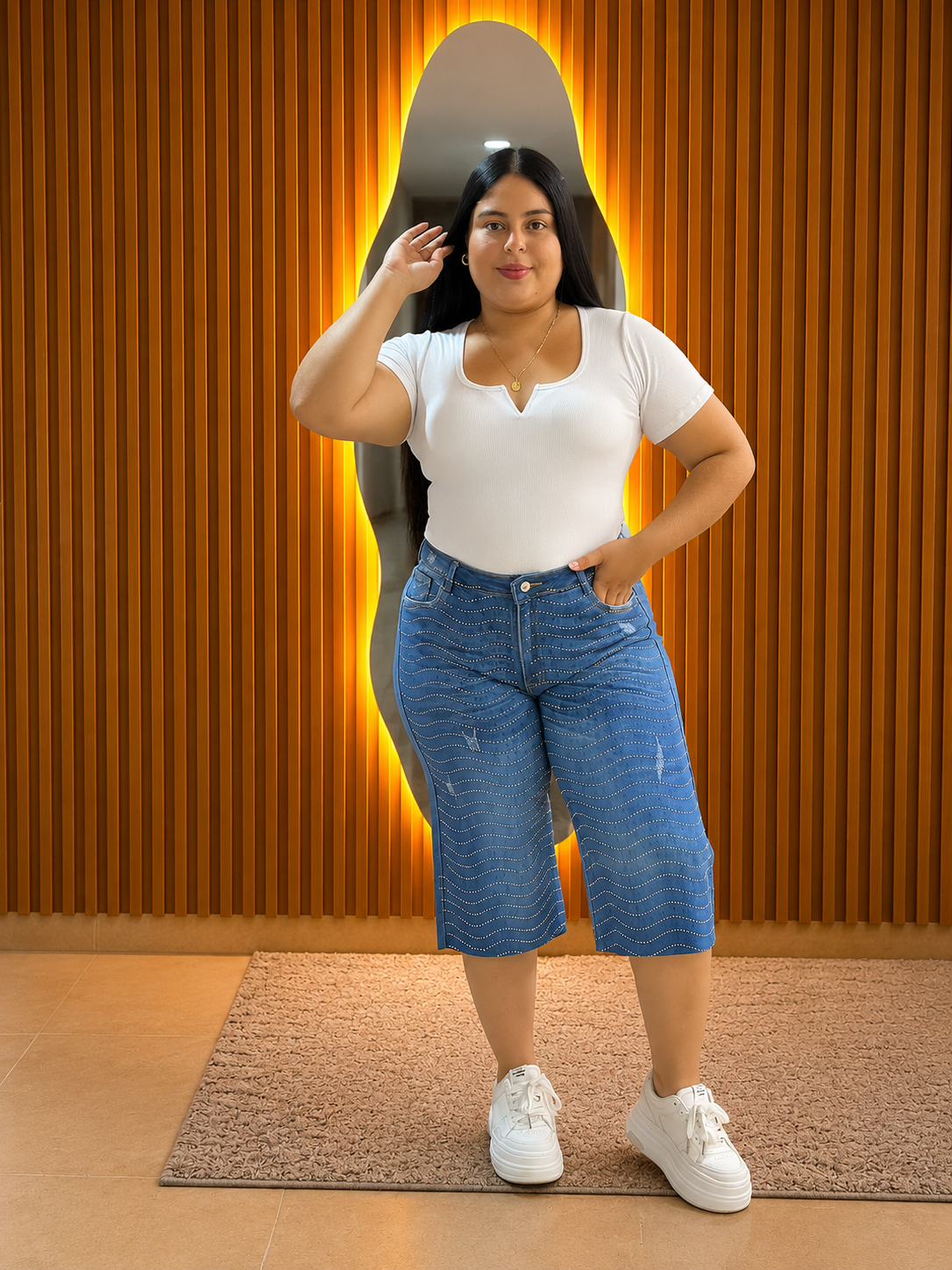 Bermuda Wide Leg - Tela Strech