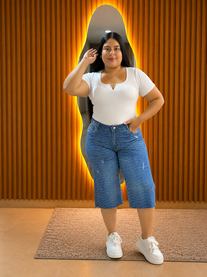 Bermuda Wide Leg - Tela Strech