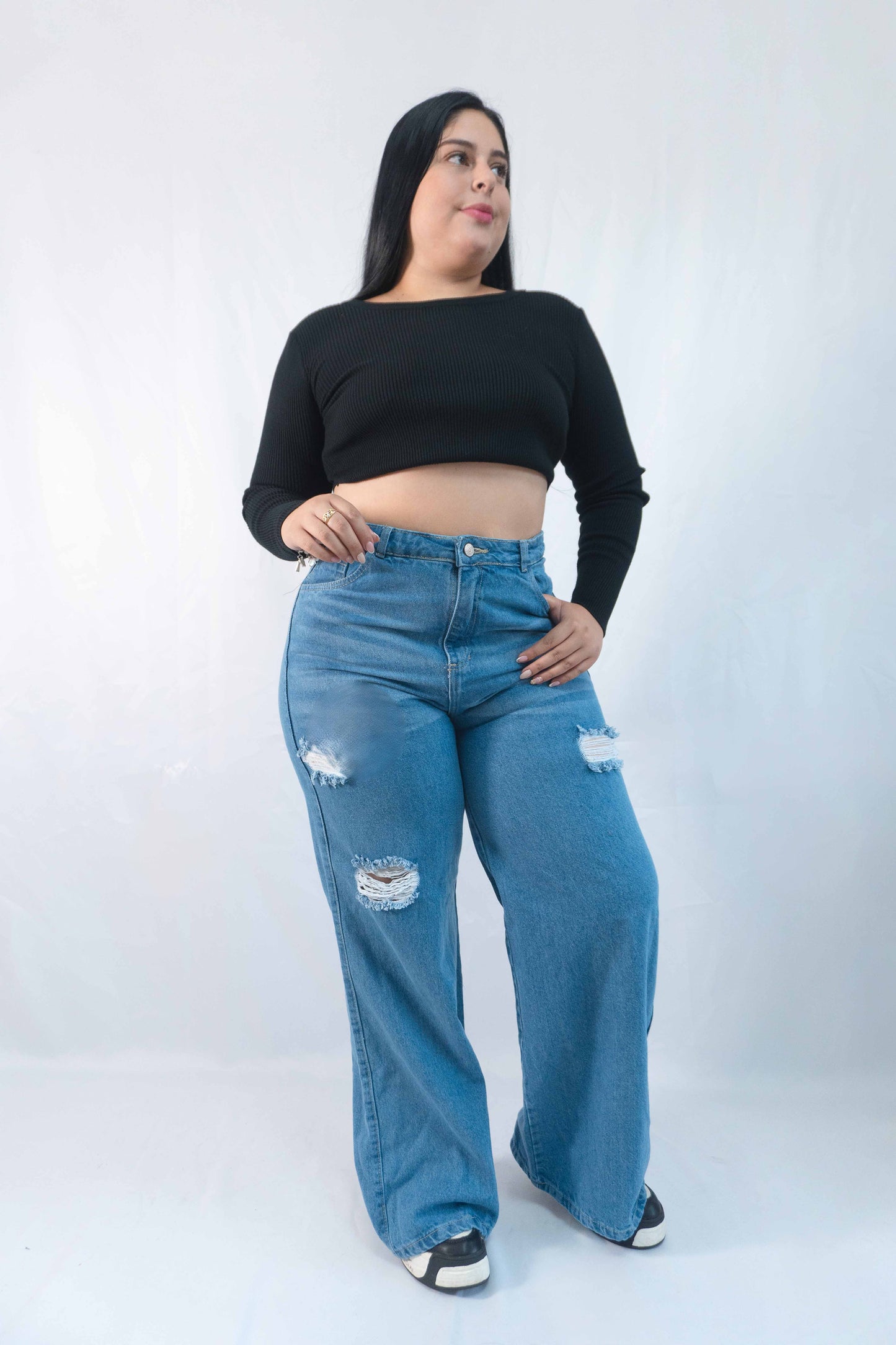 Wide Leg Tela Rigida Rotos