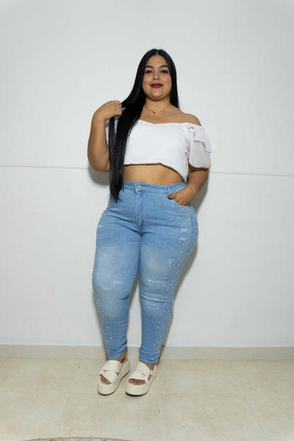 Jeans Skinny Brillos lados- Tela Strech