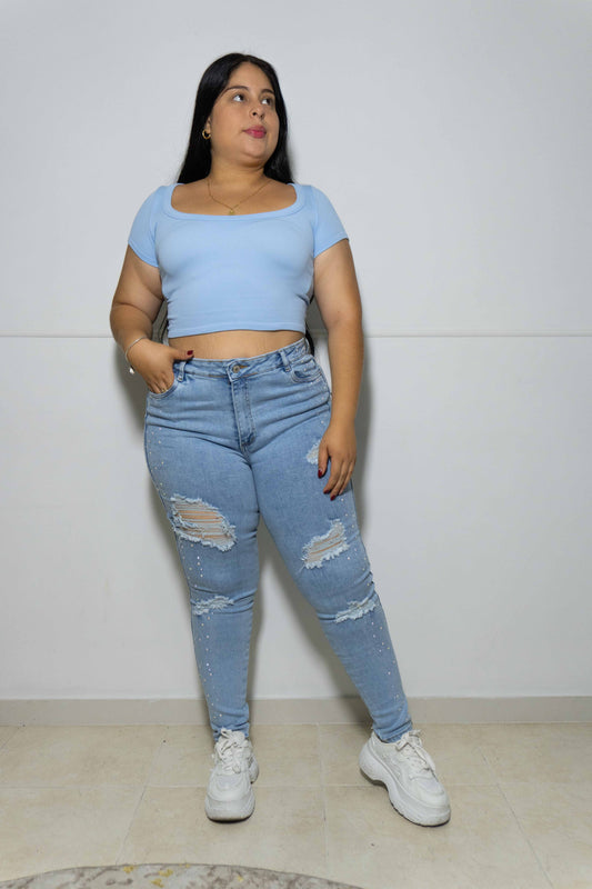 Jeans Skinny Brillos lados- Tela Strech