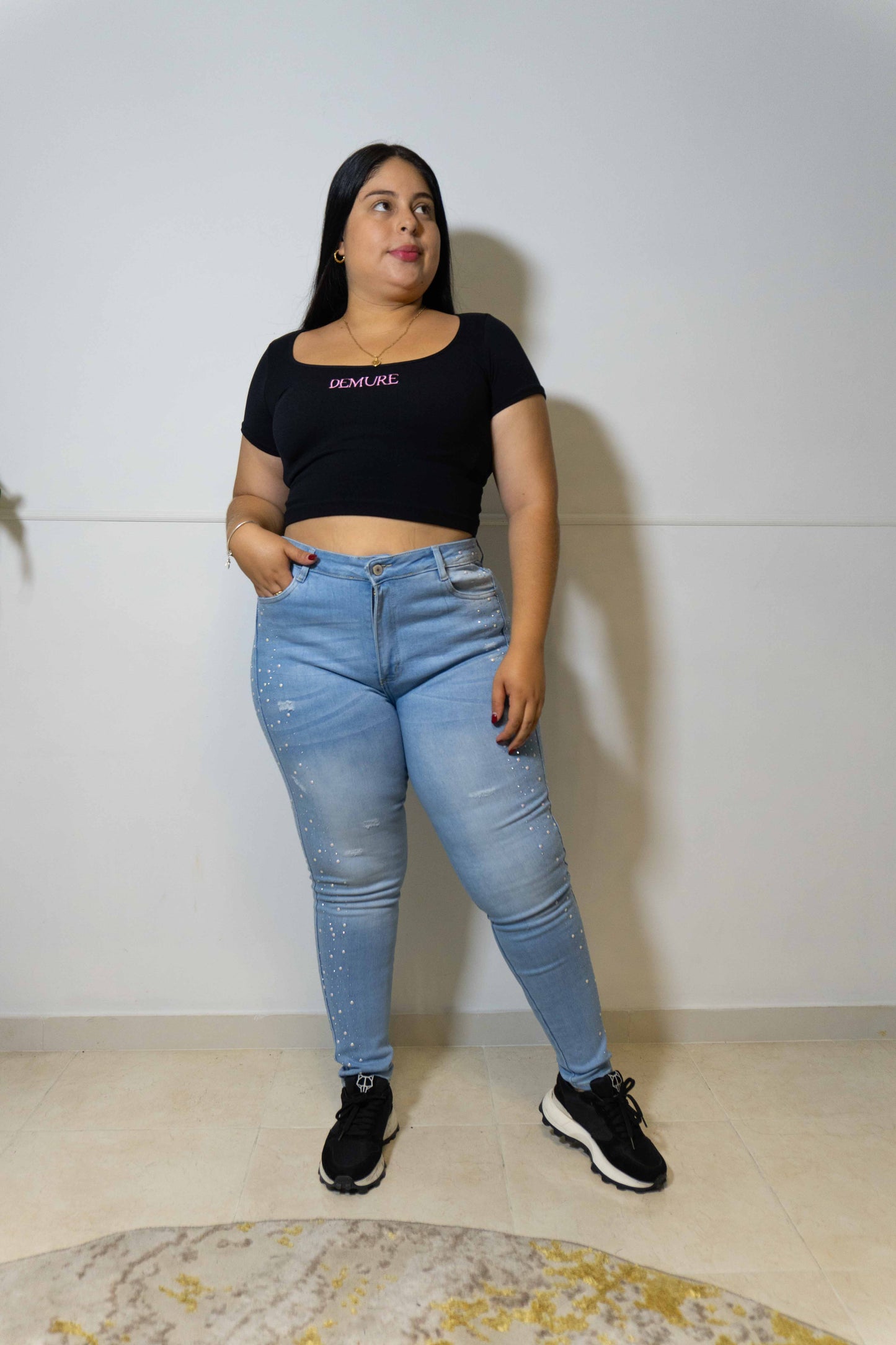 Jeans Skinny Brillos lados- Tela Strech