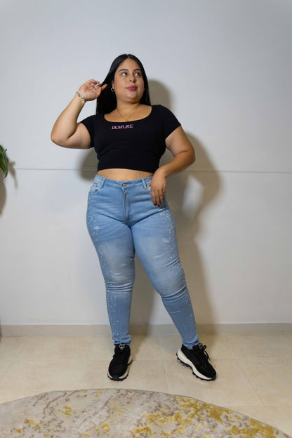 Jeans Skinny Brillos lados- Tela Strech