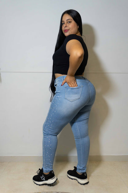 Jeans Skinny Brillos lados- Tela Strech