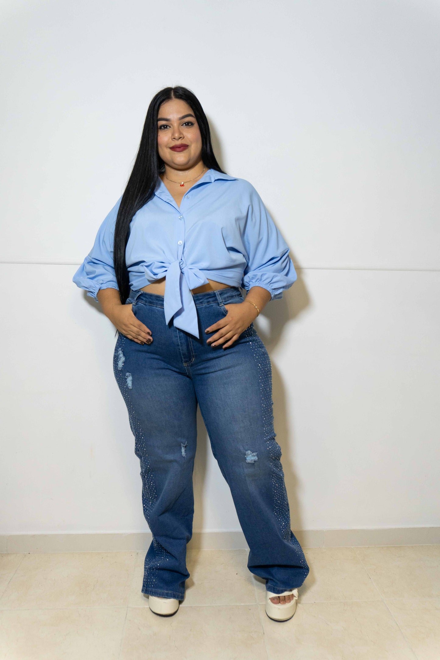 Wide Leg Brillos - Tela Strech