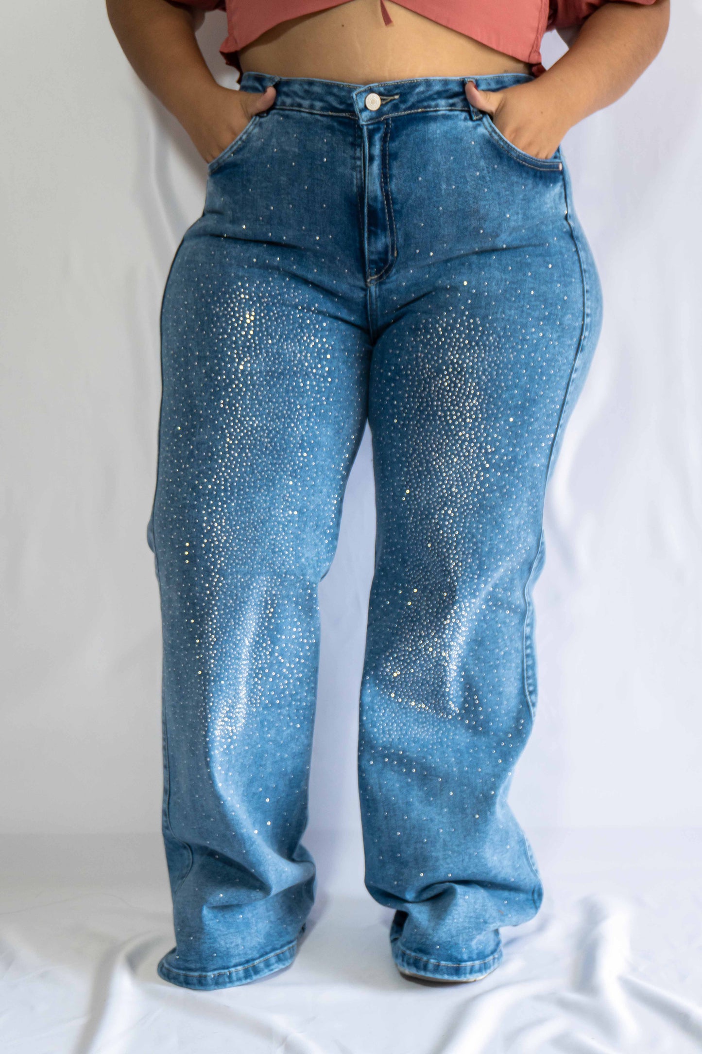 Wide Leg Brillos - Tela Strech