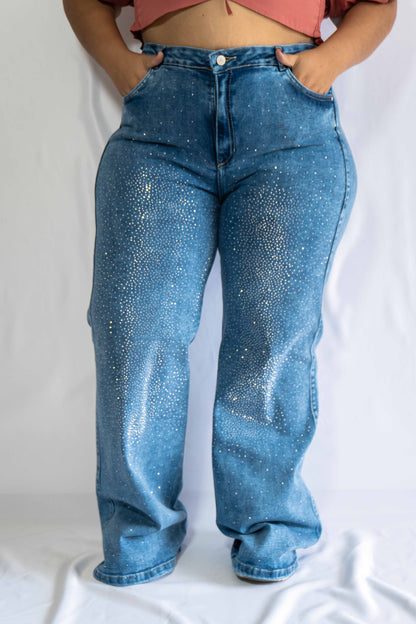 Wide Leg Brillos - Tela Strech