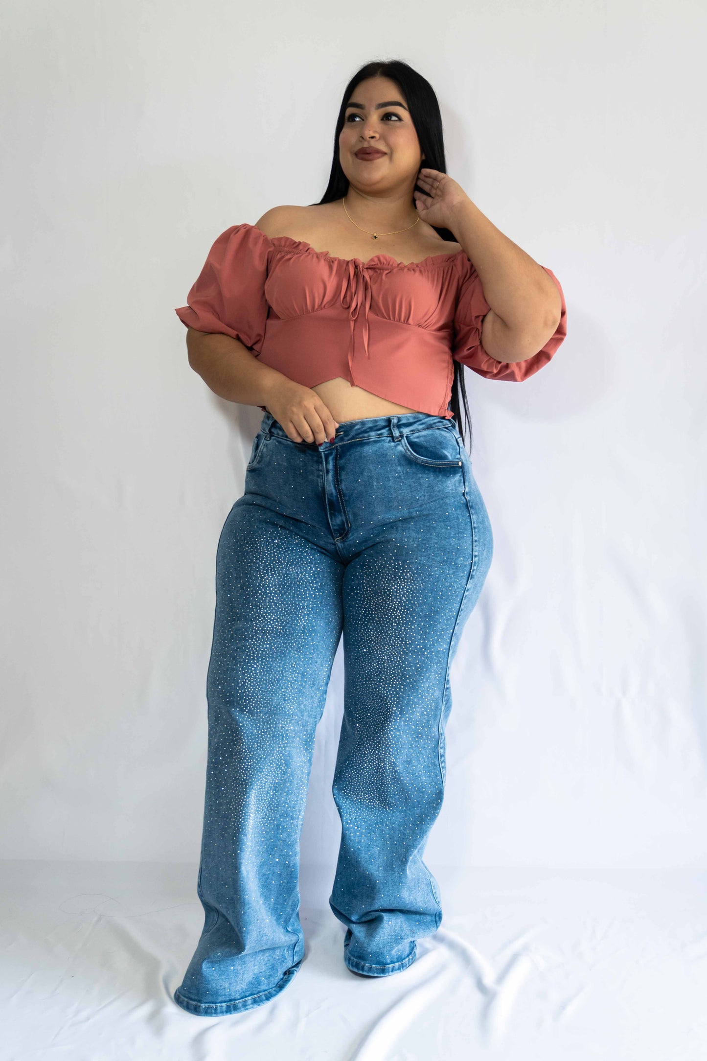 Wide Leg Brillos - Tela Strech