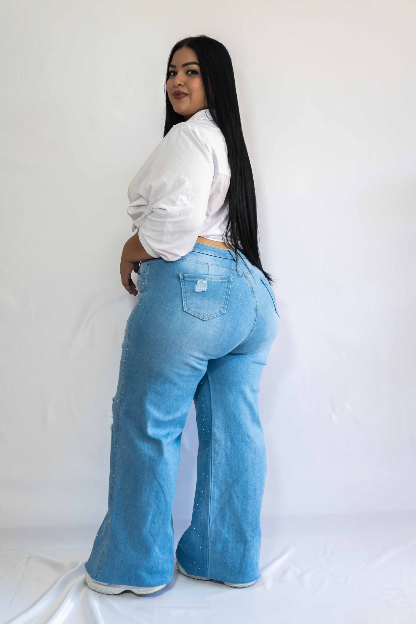 Wide Leg Brillos Sutil - Tela Strech