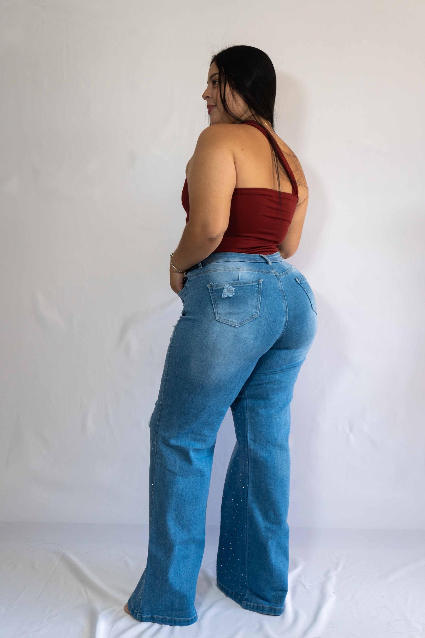 Wide Leg Brillos Sutil - Tela Strech