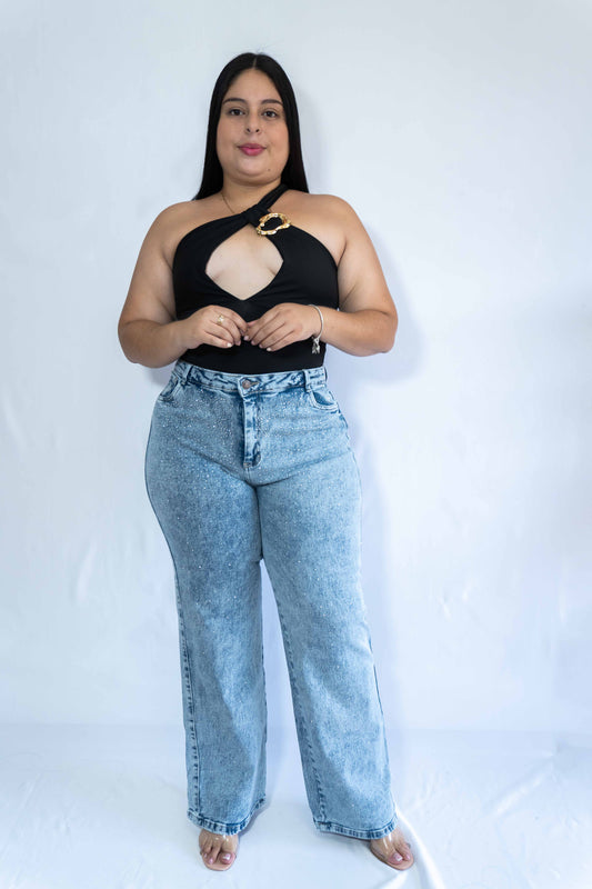 Wide Leg Brillos - Tela Strech