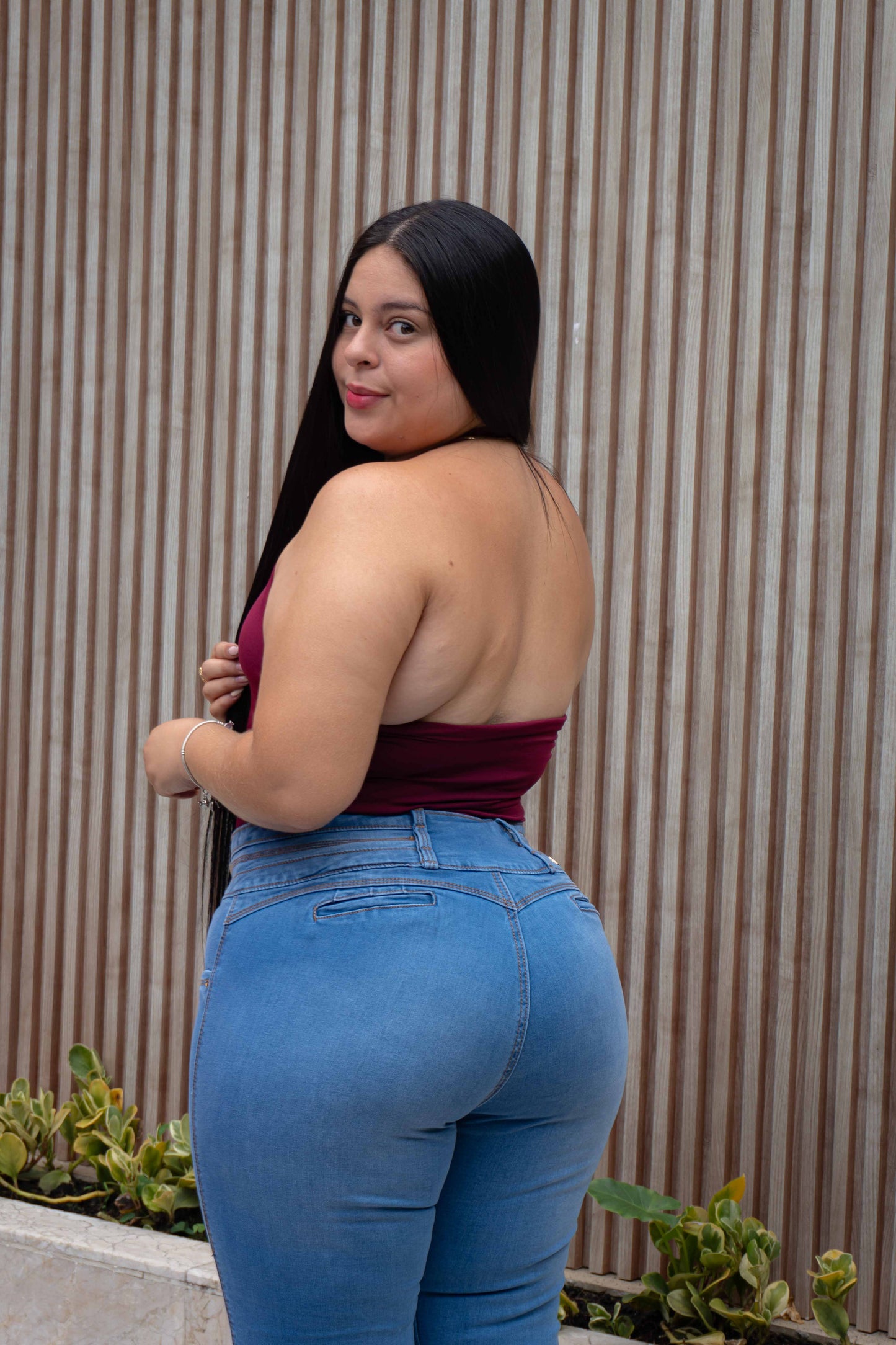 Jeans Pretina Ancha Sin Bolsillo- Tela Strech