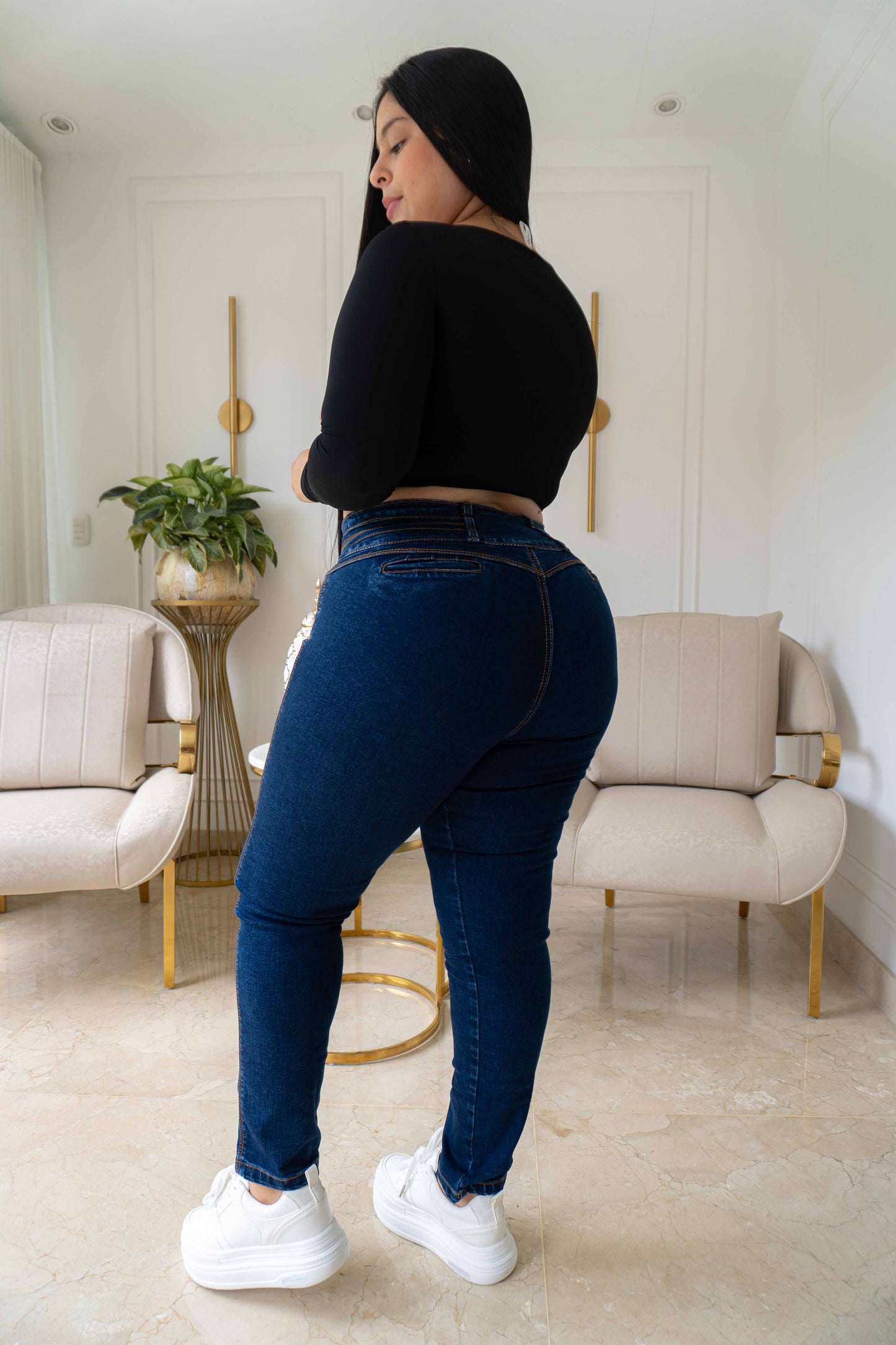 Jeans Pretina Ancha Sin Bolsillo- Tela Strech
