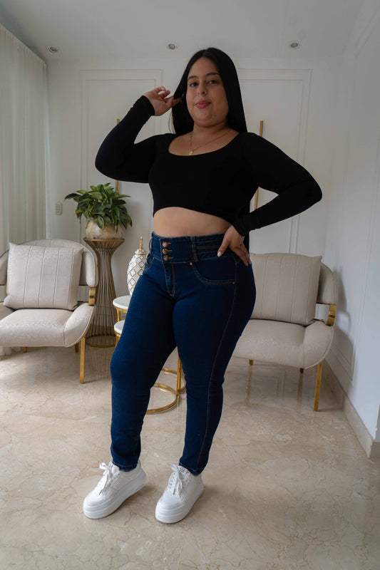Jeans Pretina Ancha Sin Bolsillo- Tela Strech
