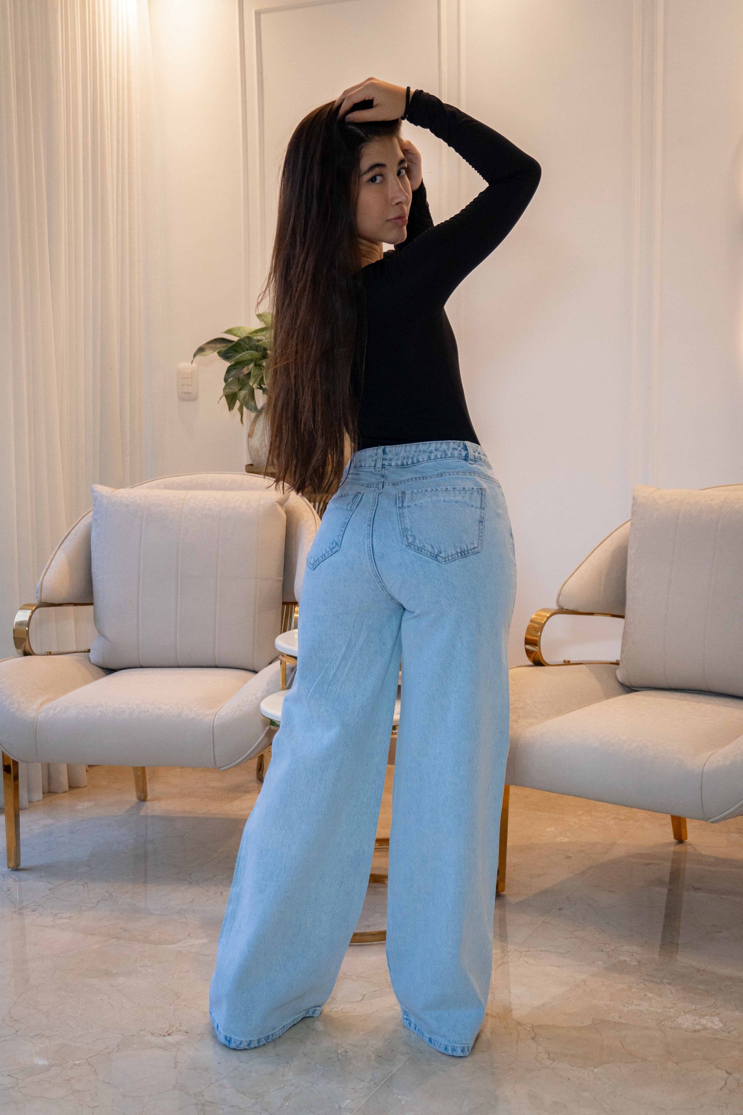 Wide Leg Brillos Clarito- Tela Rigida