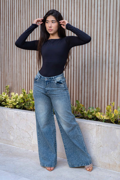 Wide Leg Brillos- Tela Rigida