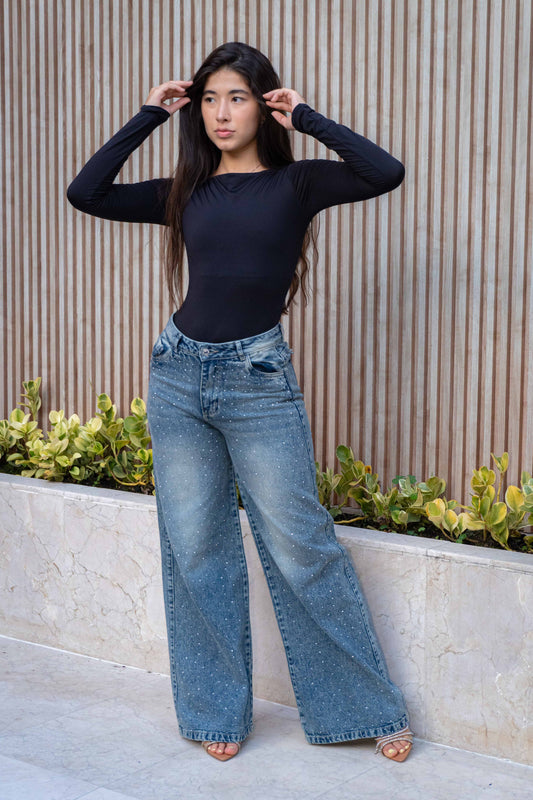Wide Leg Brillos- Tela Rigida