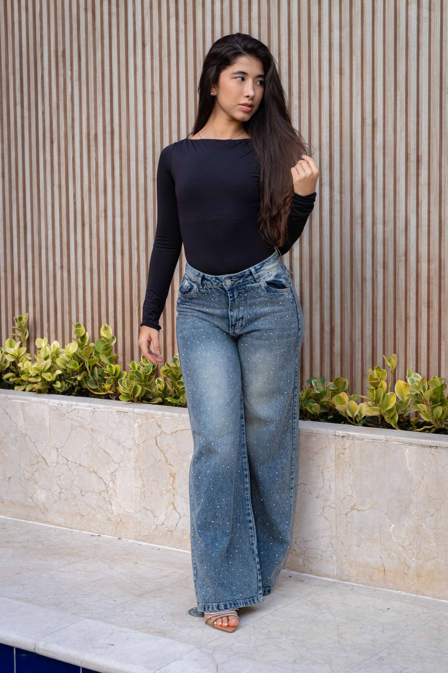 Wide Leg Brillos- Tela Rigida