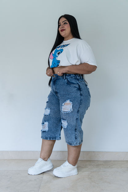 Bermuda larga Tela Rigida - Brillos bota