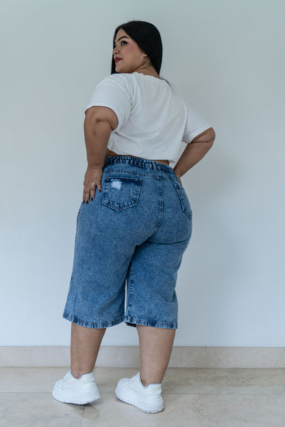 Bermuda larga Tela Rigida - Brillos bota