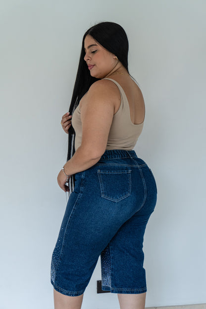 Bermuda larga Tela Rigida - Brillos bota