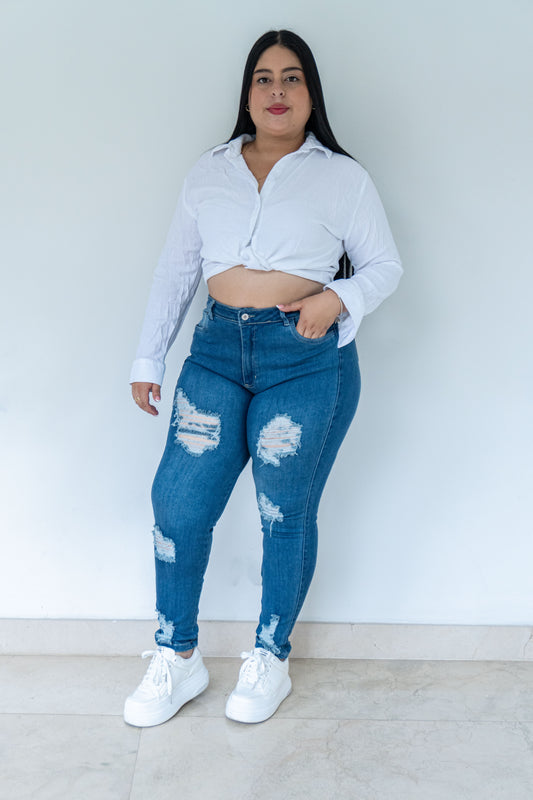 Jeans Skinny Rotos - Tela Strech Premiún