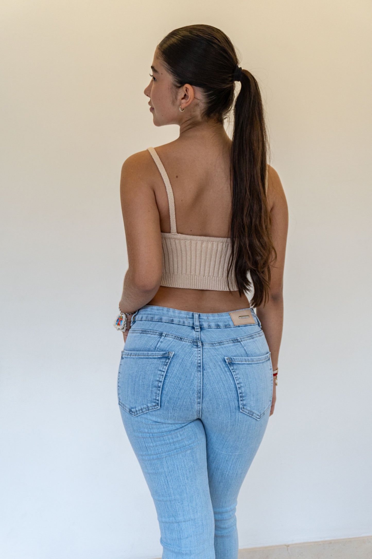 Bota Ancha Clarito Brillos- Tela Strech