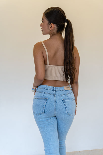 Bota Ancha Clarito Brillos- Tela Strech