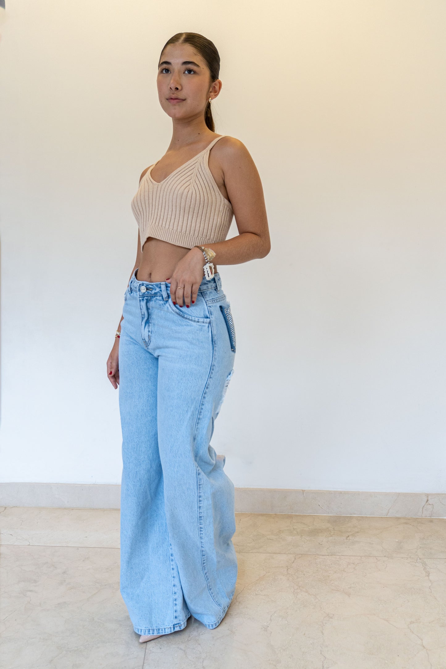 Wide leg claro Europeo - Tela Rigida