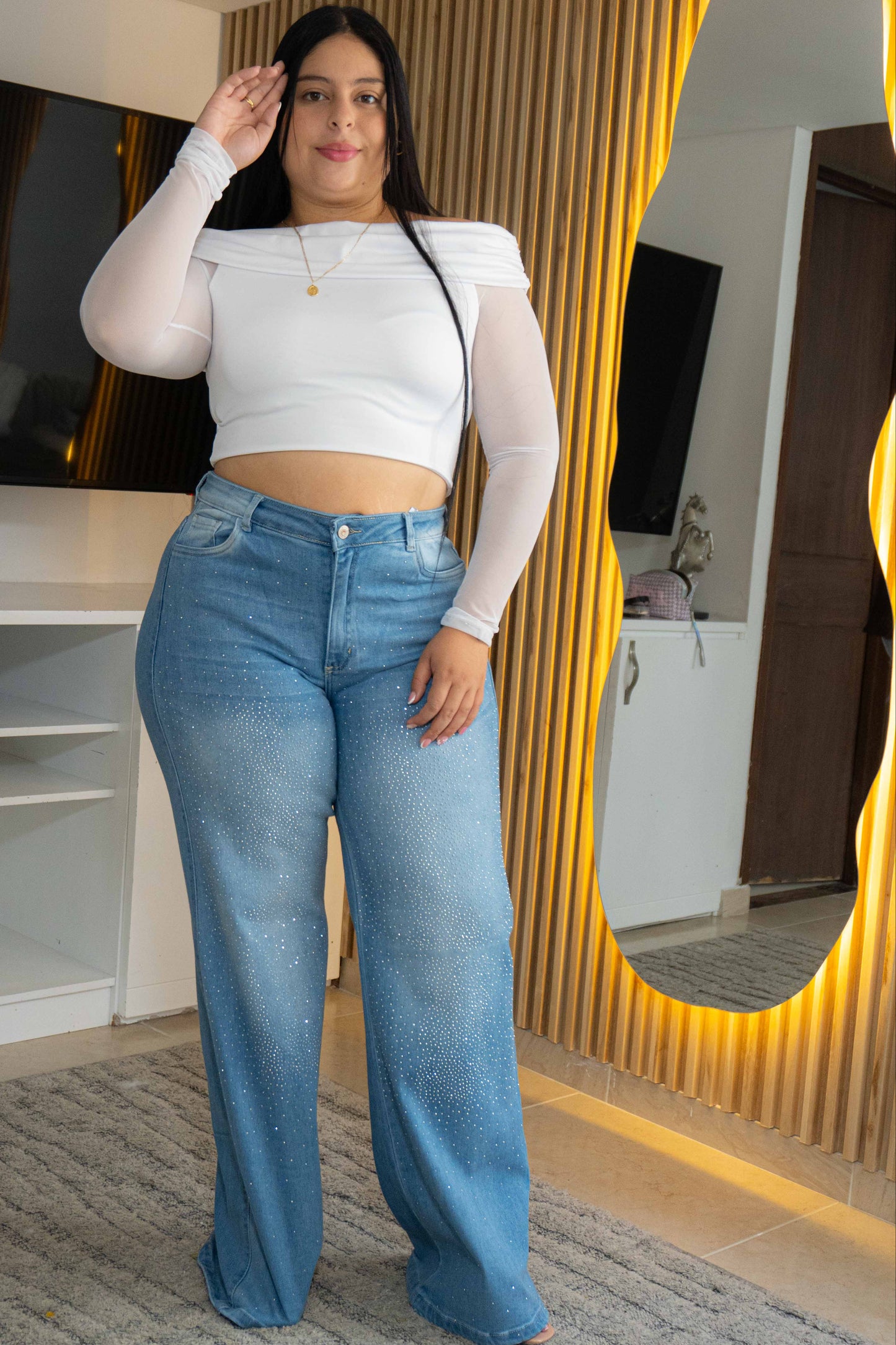 Wide Leg Brillos - Tela Strech Premiún