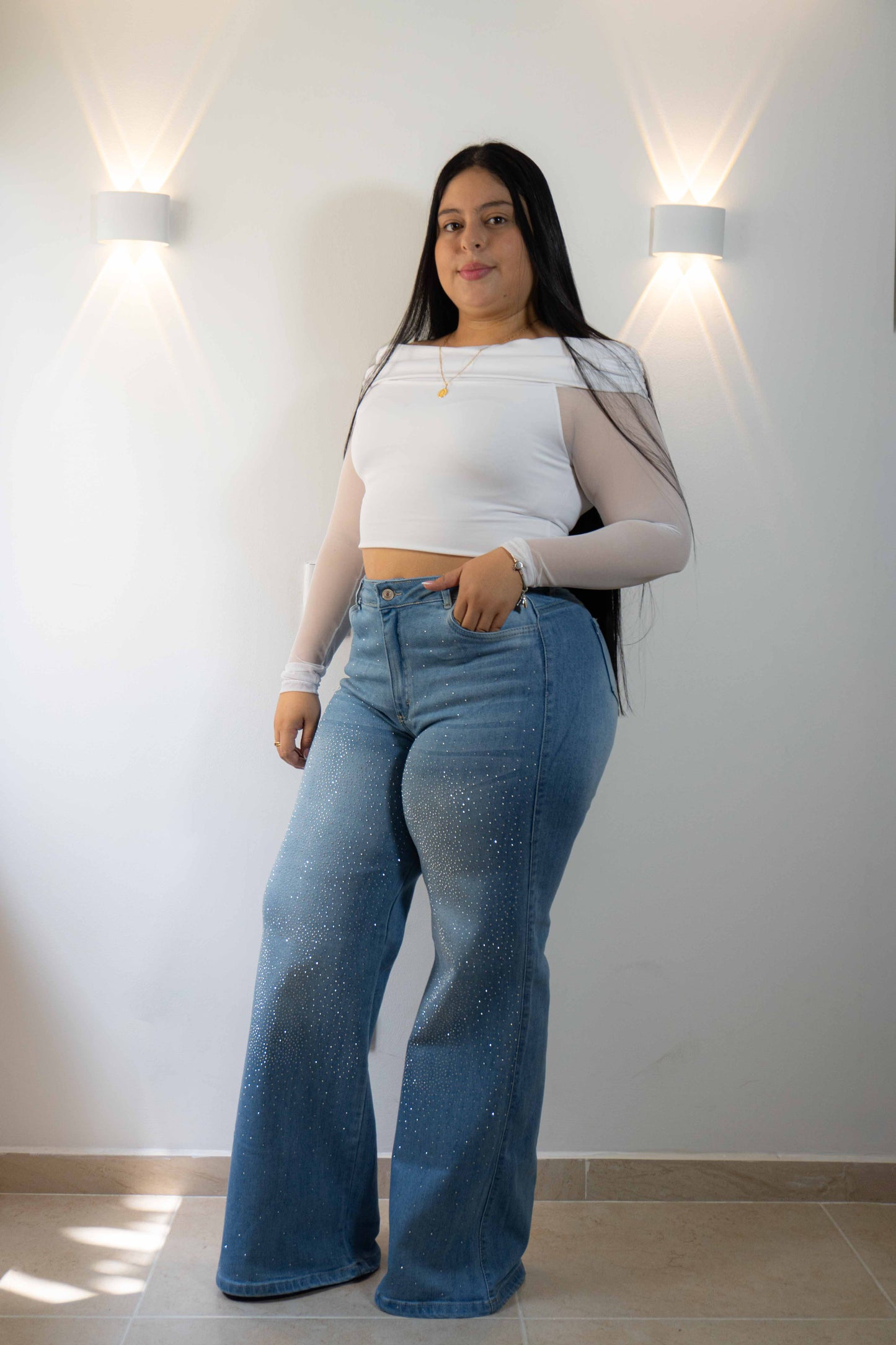 Wide Leg Brillos - Tela Strech Premiún