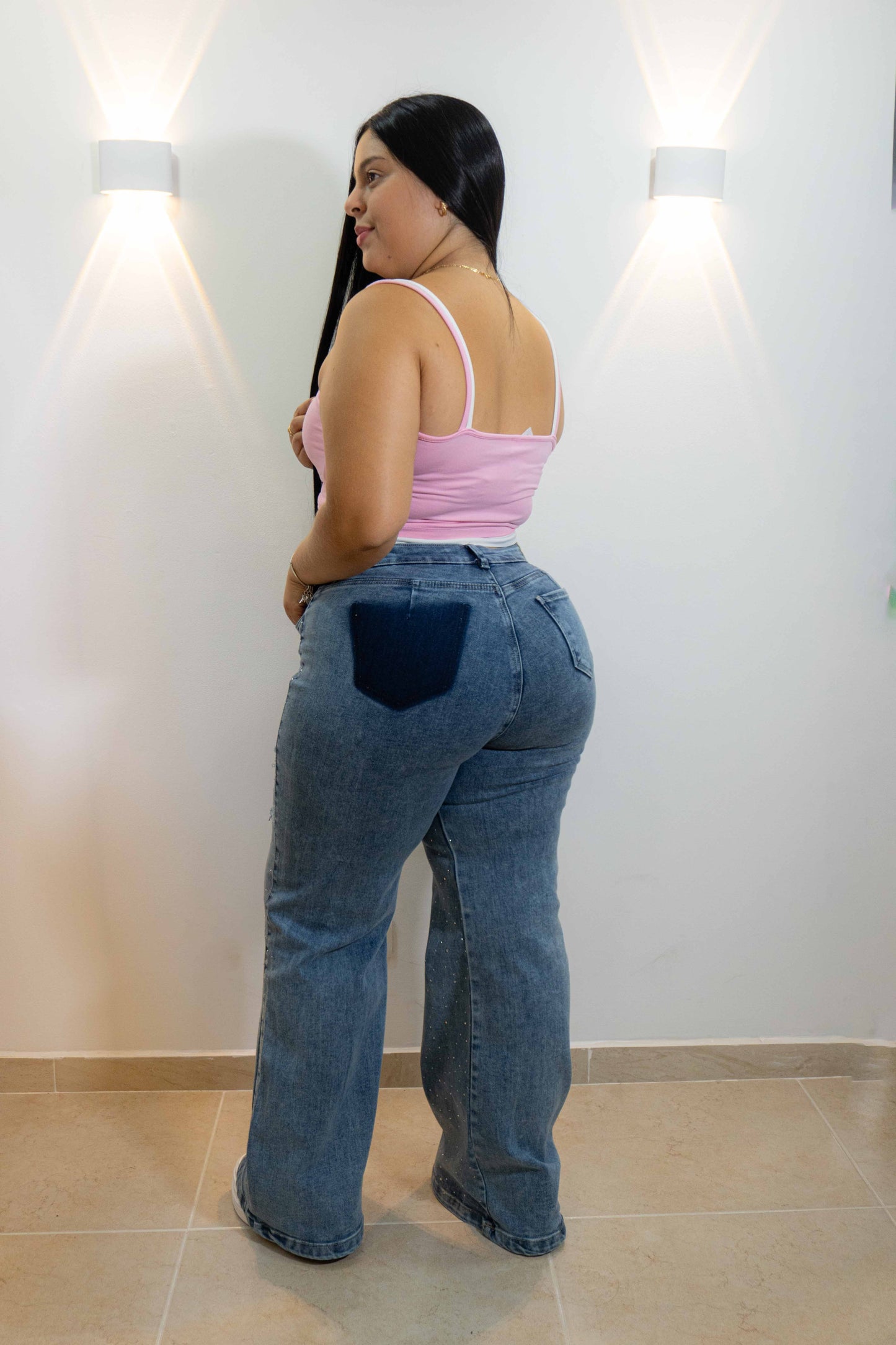 Wide Leg Brillos Europeo - Tela Strech Premiún