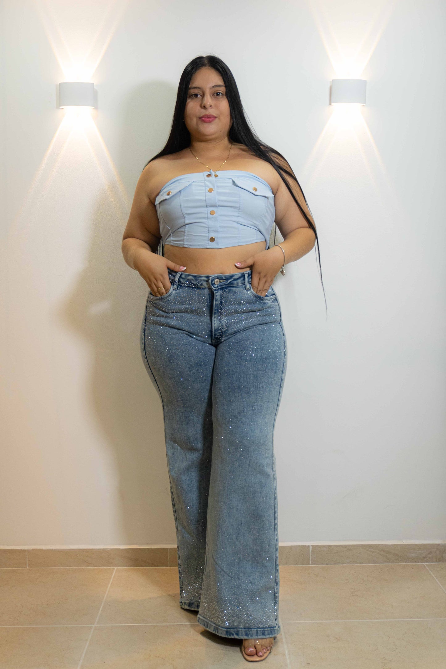 Wide Leg Brillos - Tela Strech Premiún