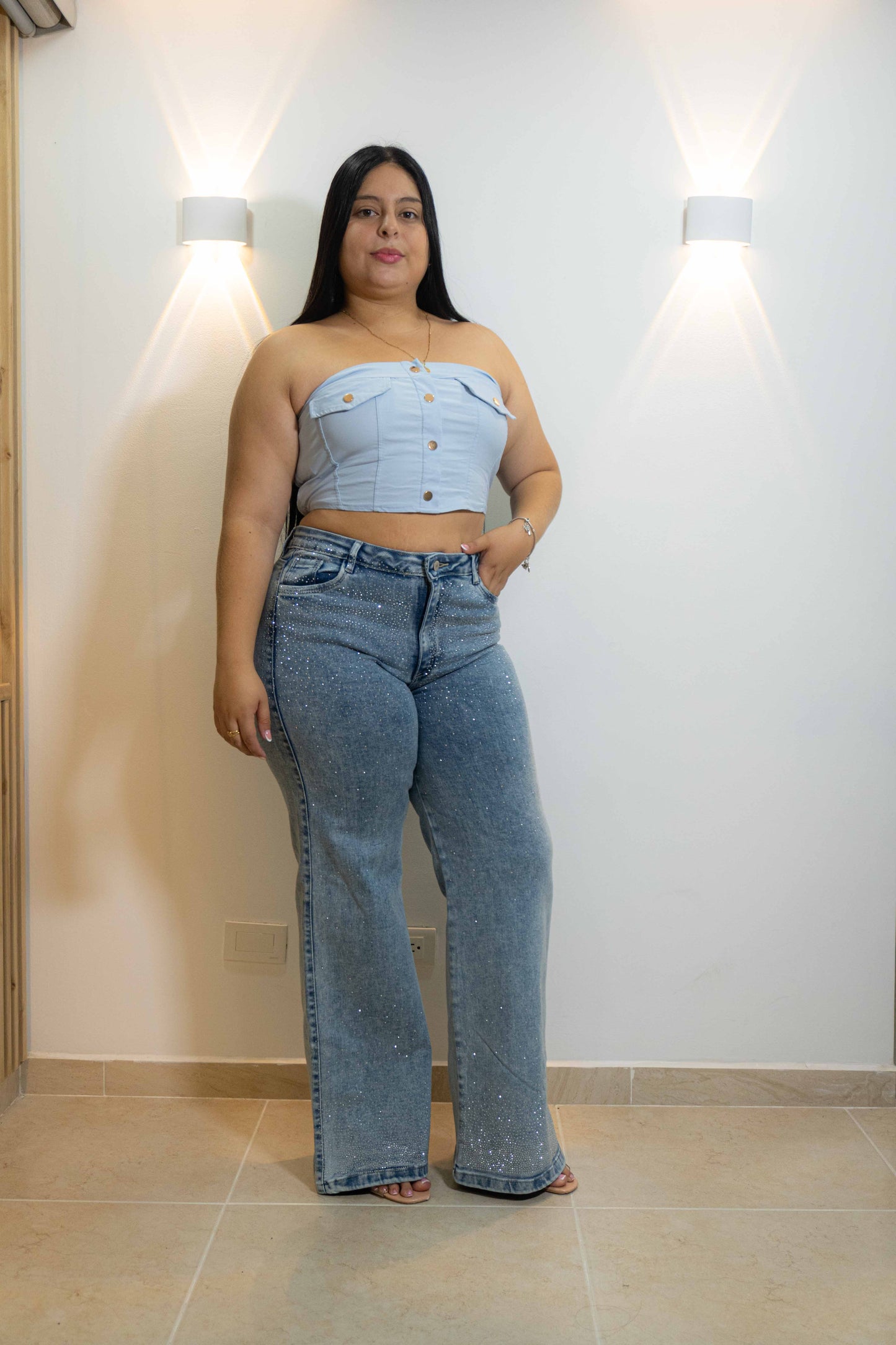 Wide Leg Brillos - Tela Strech Premiún