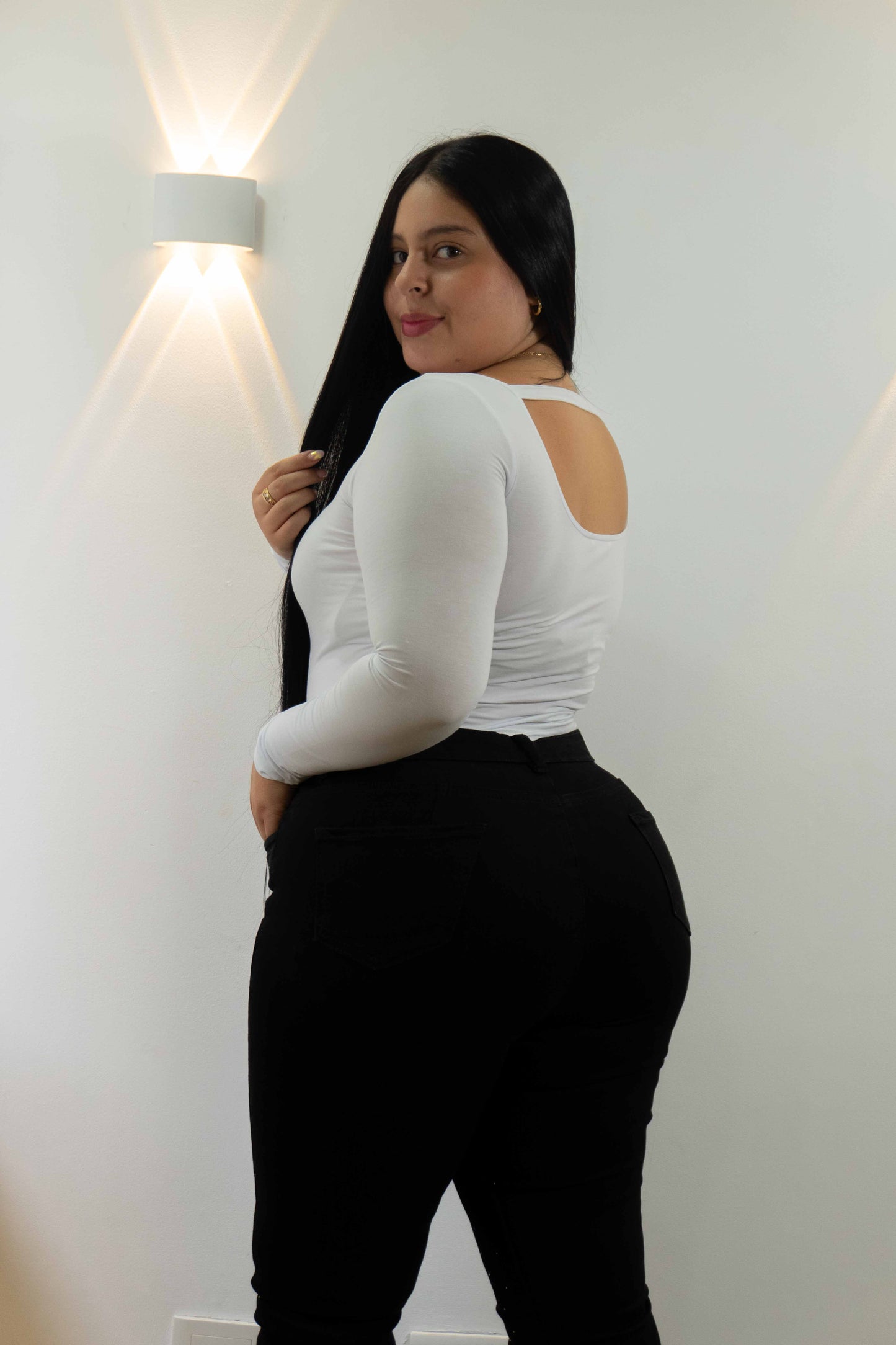 Jeans Negro Brillos en Bota - Tela Strech Premiún